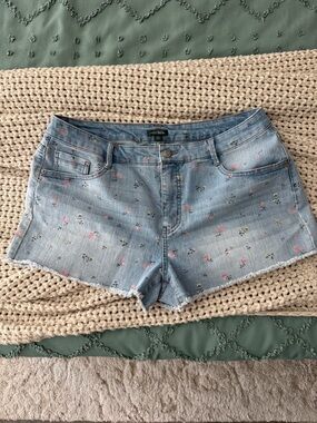 Wild Fable Light Blue Floral Denim Shorts